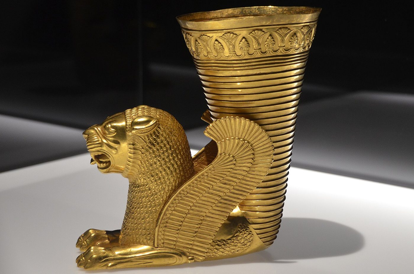 Achaemenid gold rhyton in the form of a winged lion